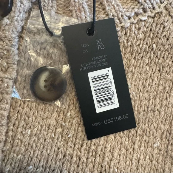 NWT Magaschoni Women’s Brown Blue Patterned Cardigan X-Large Button - Picture 8 of 8